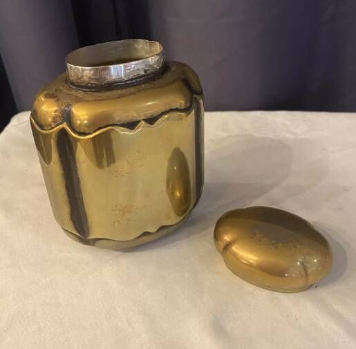 70s oriental style silver brass bottle