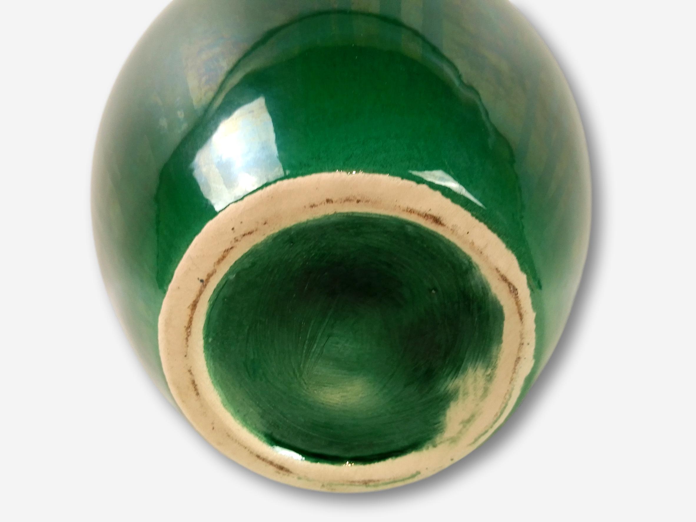 Green ceramic vase deco grape cluster