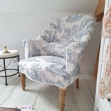 Blue toile de jouy toad armchair