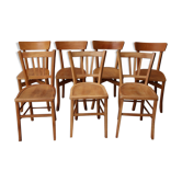 Set of 7 mismatched bistro chairs
