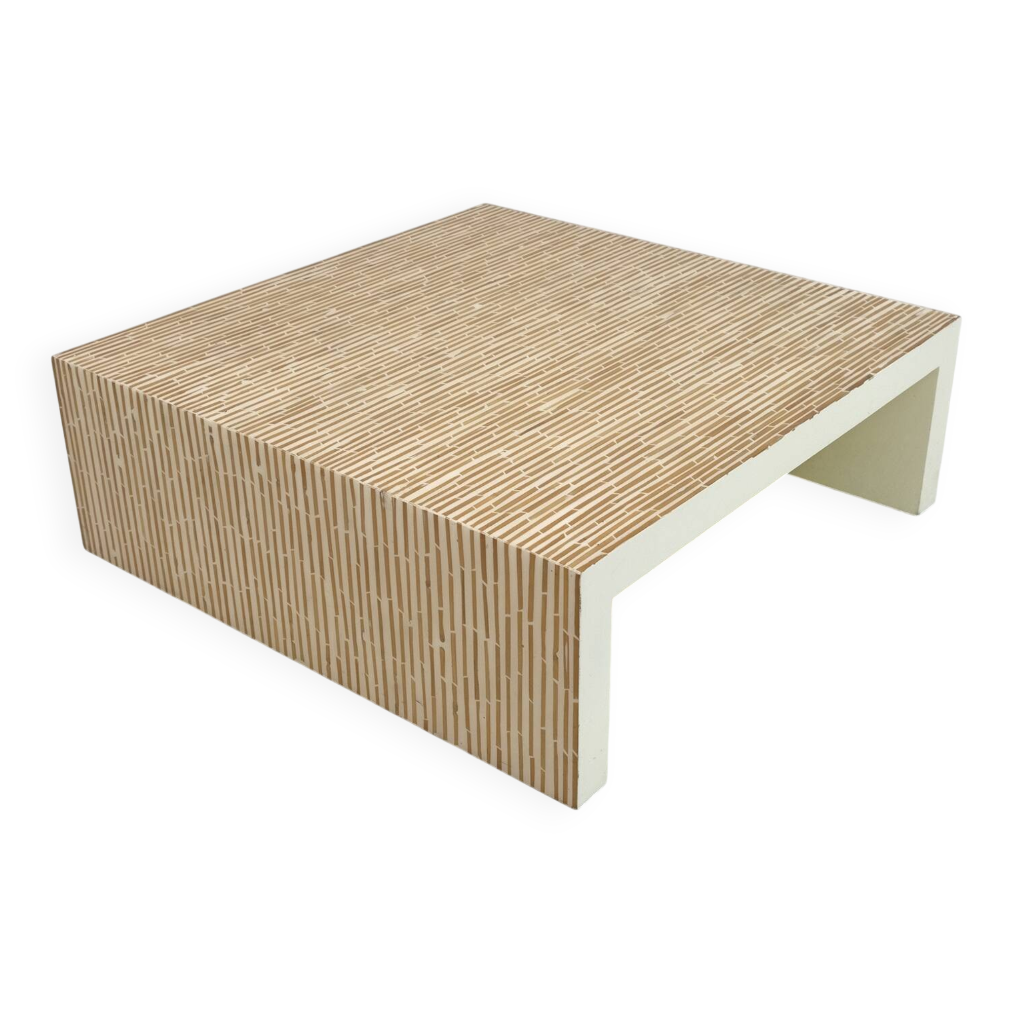 Table basse italienne moderne en résine et bambou