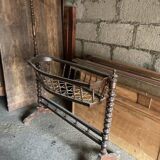 Antique turned wooden cradle