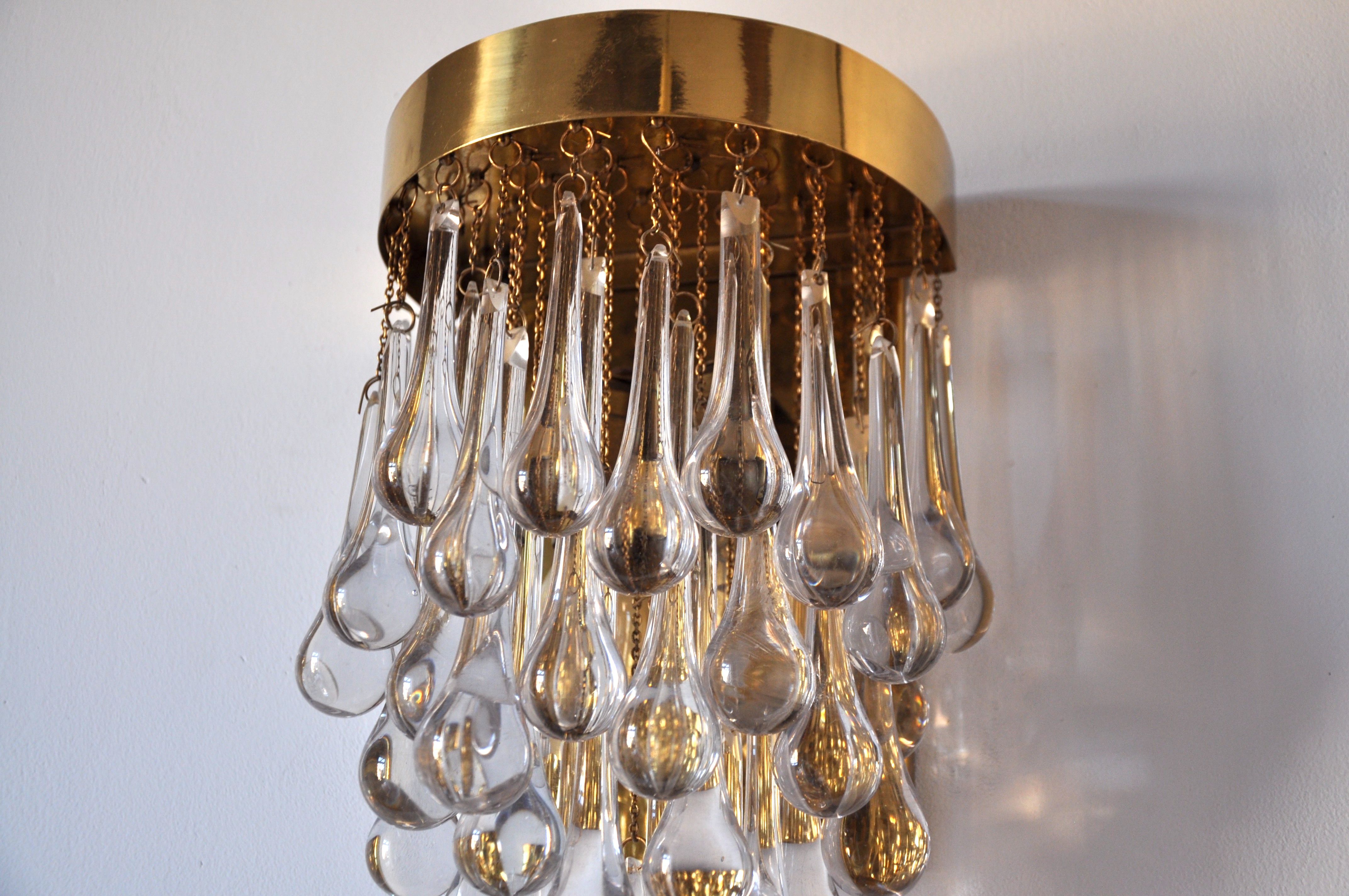 Wall lamp drops of glass of Paolo Venini 1960