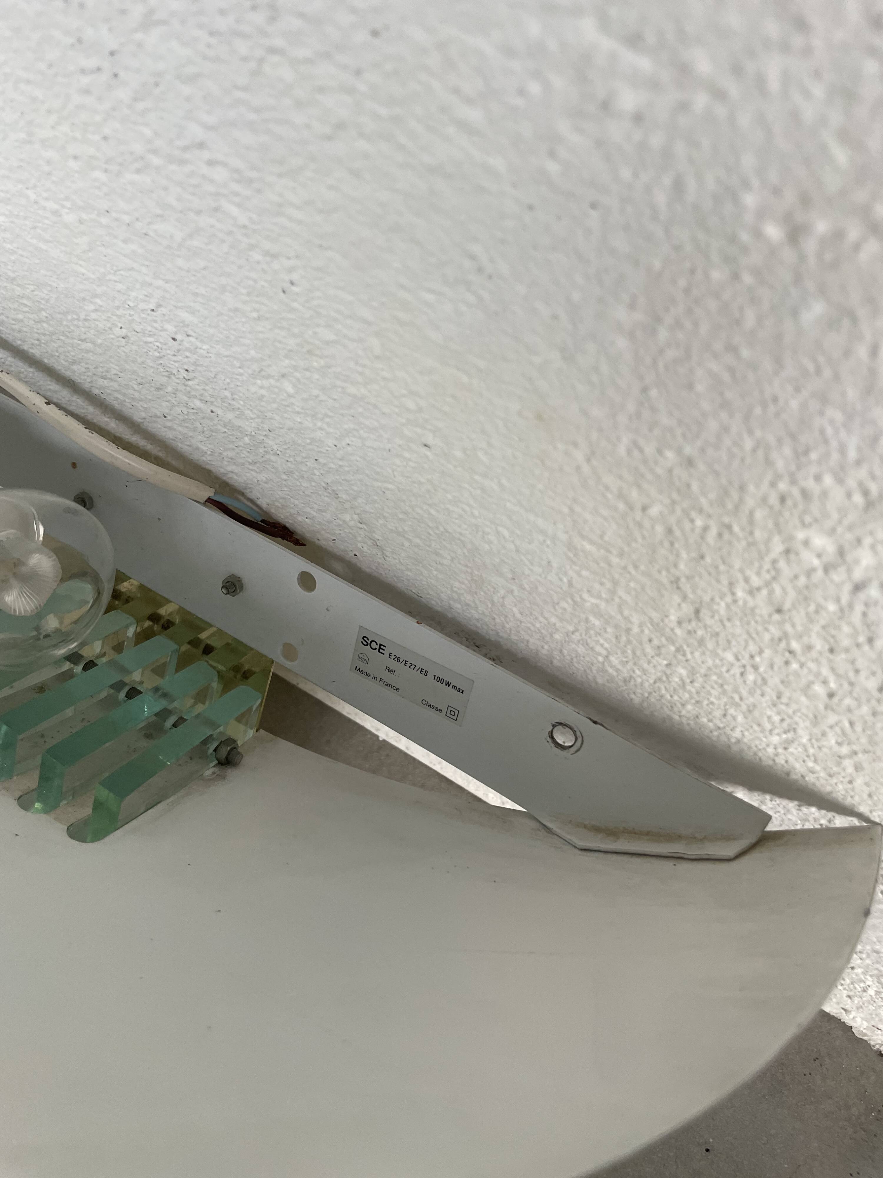 Pair of brass and art deco glass wall lights SCE