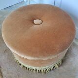 Vintage velvet pouf with fringes