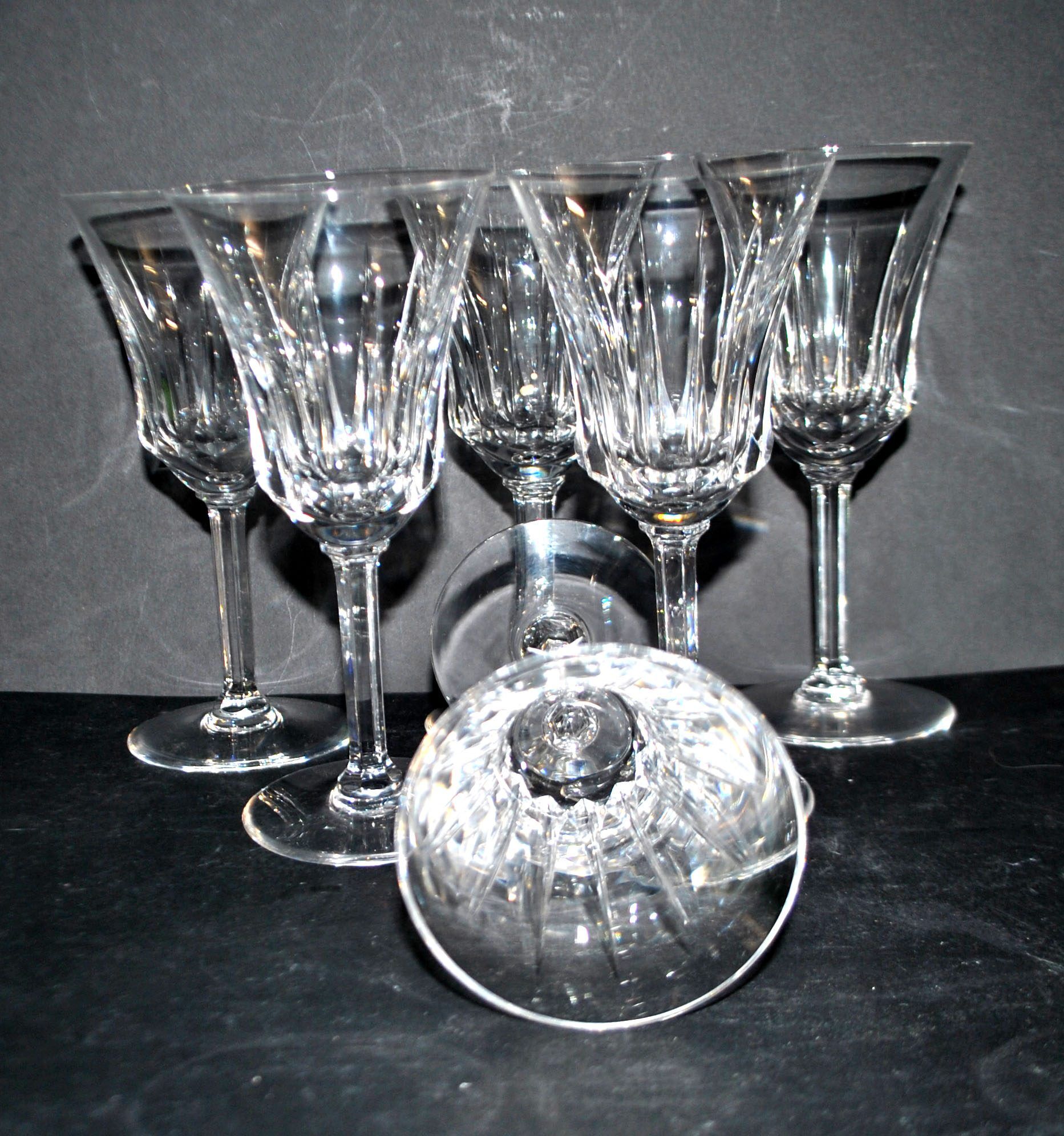 Set of 6 flared crystal wine glasses in Concorde Cerdagne style H15.2.