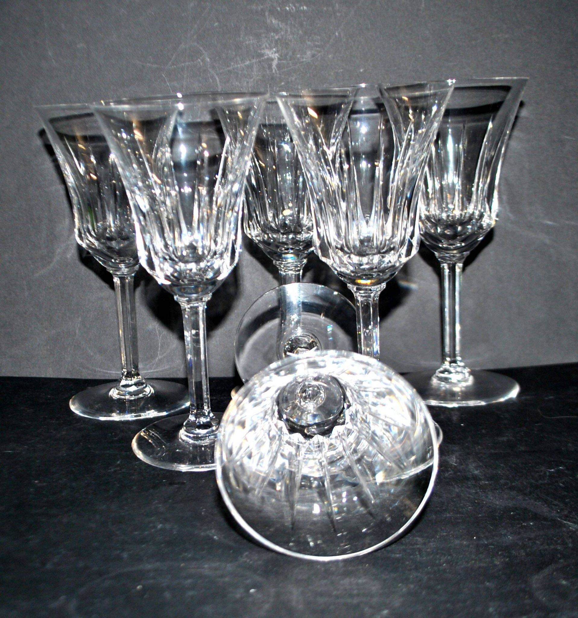 Set of 6 flared crystal wine glasses in Concorde Cerdagne style H15.2.