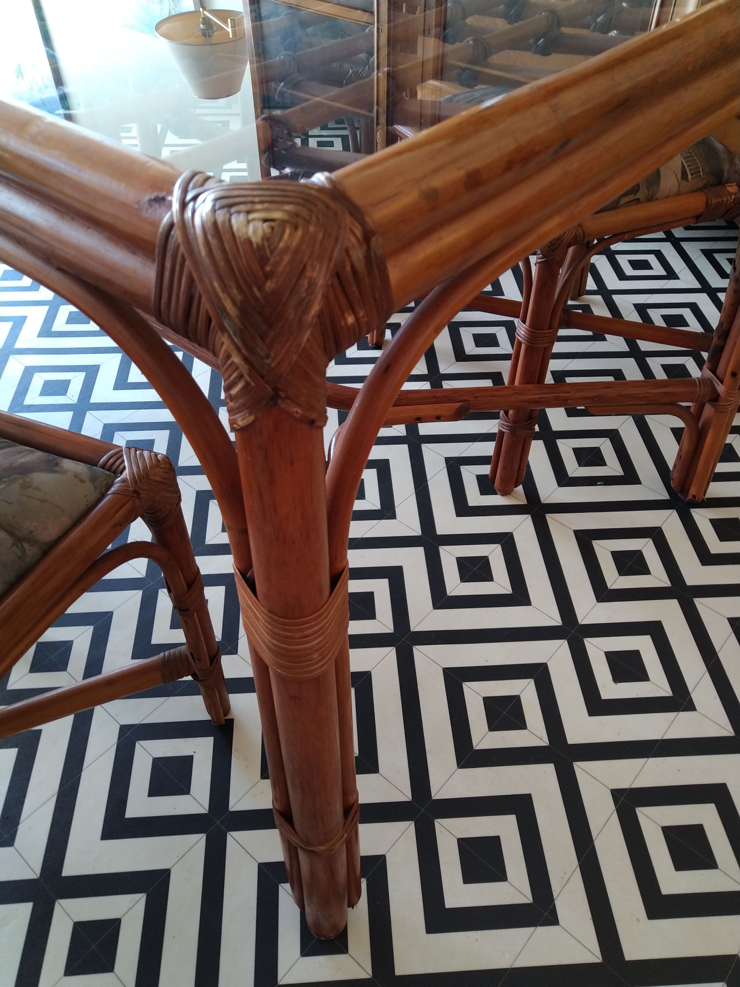 Rattan table and chairs 1960