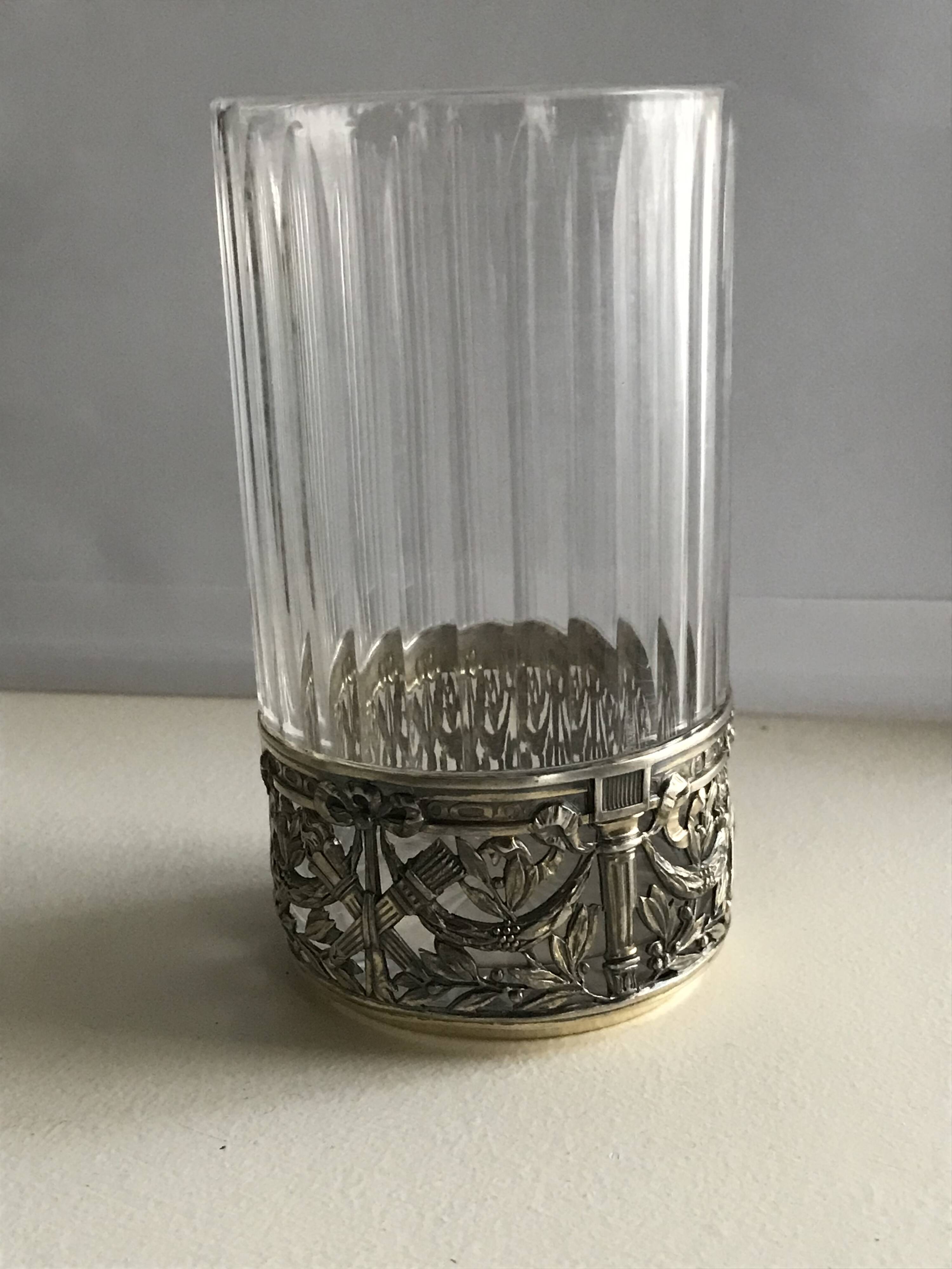Antique crystal and solid silver tea glass