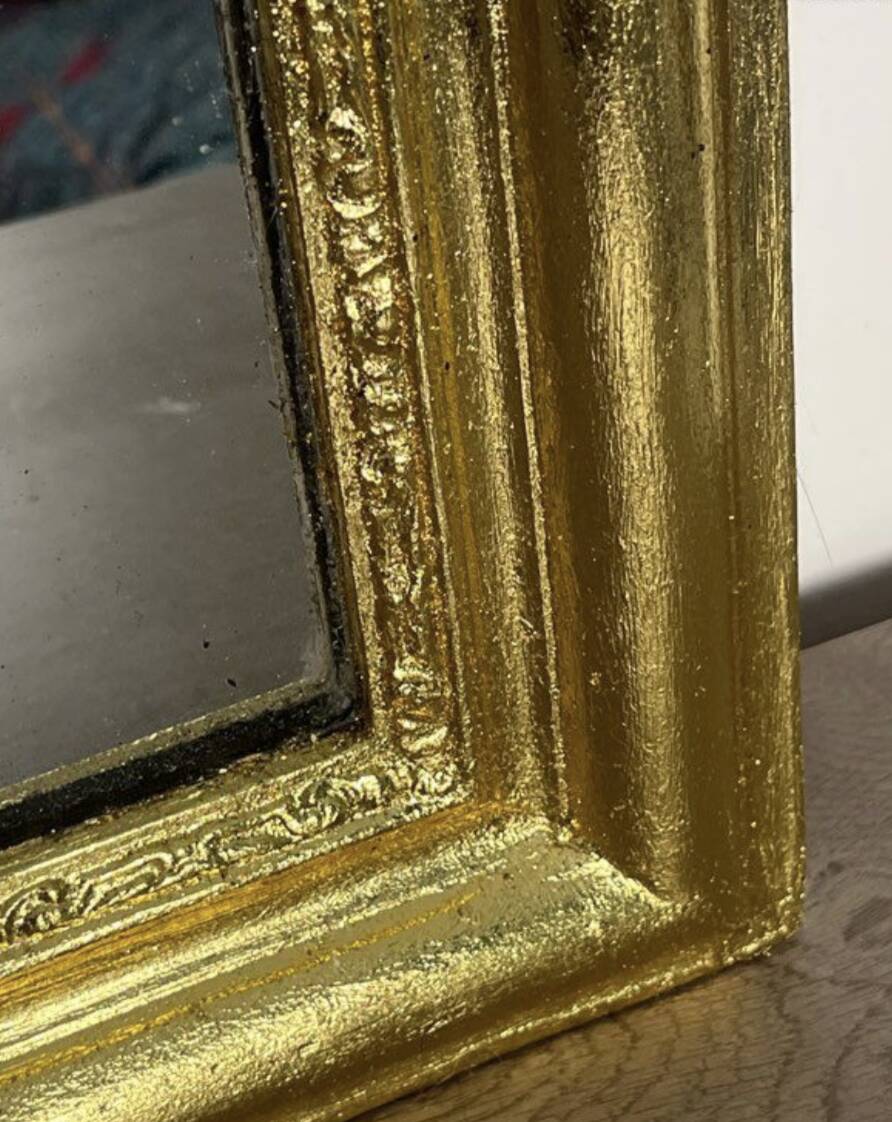 Superb antique gilded mirror in gold leaf – 82×57cm – late 19th century.