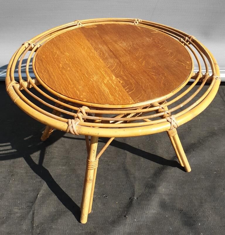 Bamboo and rattan side table