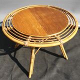 Bamboo and rattan side table