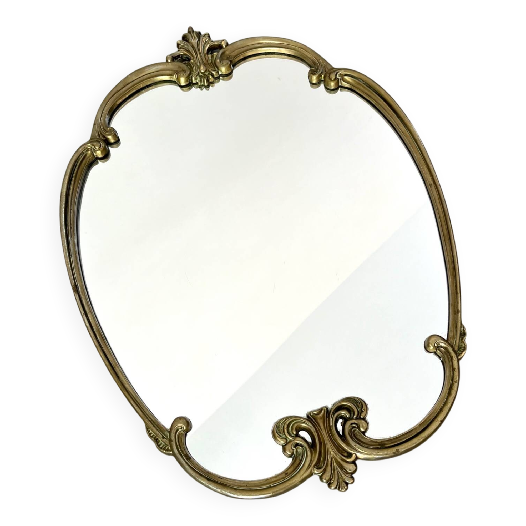Vintage and rare gilt brass medallion/oblong/olave/rococo mirror