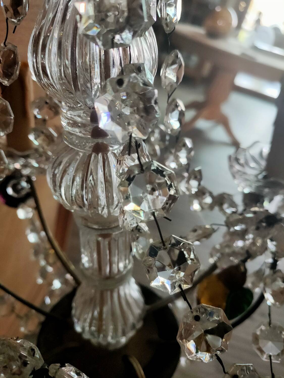 Golden bronze chandelier with fruit pendants