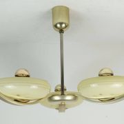 Art deco ceiling light with 3 glass shades 1930s 40s glass and metal 30s avantgarde design
