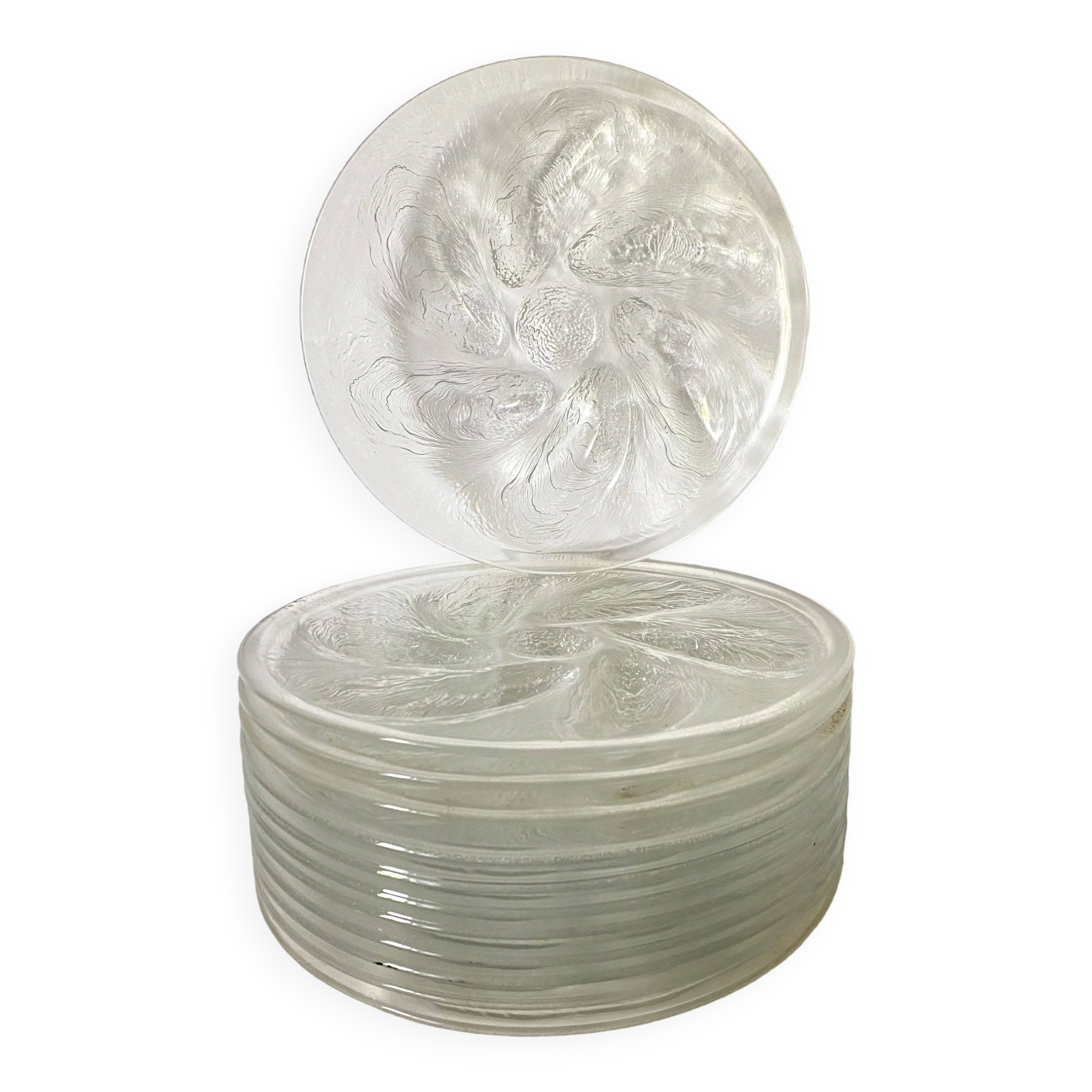 80s glass oyster plates