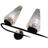 Applique double vintage • acier, laiton & verre • 1950