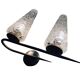 Vintage double wall light • steel, brass & glass • 1950