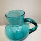 Pichet en verre  bleu turquoise avec anse