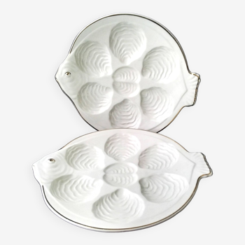 2 Czechoslovakian porcelain oyster plates