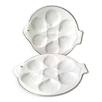 2 Assiettes à huitres en porcelaine de Tchécoslovaquie