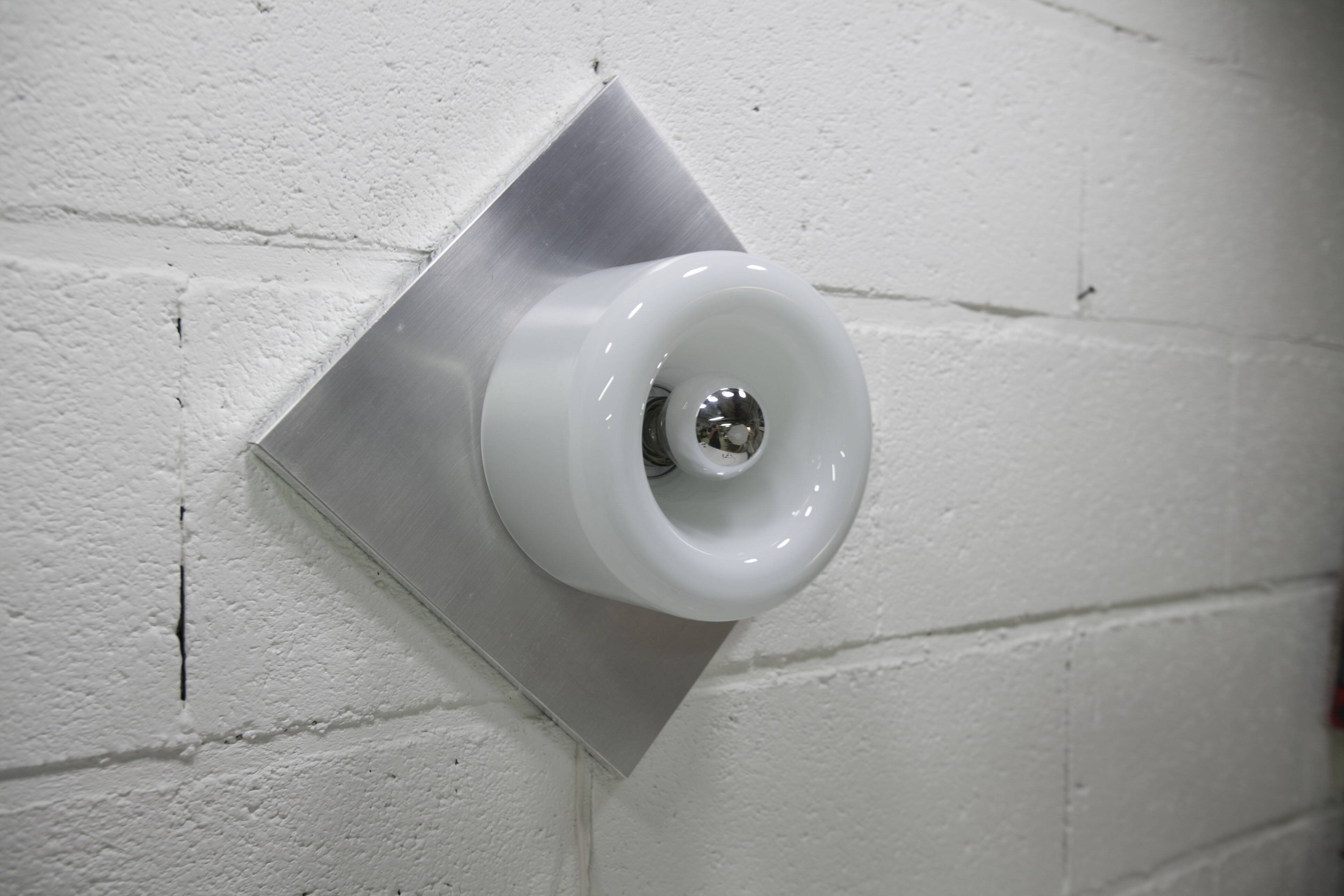 Doria Wall Light 1960 Alu Opaline + chrome LED bulb, Germany