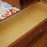 Console, Scandinavian shelf to place or wall in teak and Josef Frank pattern paper