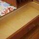 Console, freestanding or wall-mounted Scandinavian shelf in teak and paper with Josef Frank pattern.