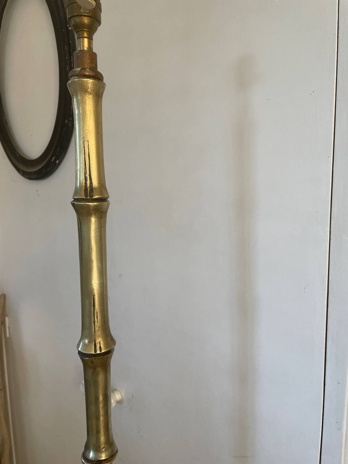 Bamboo floor lamp attributed to Maison Bagues