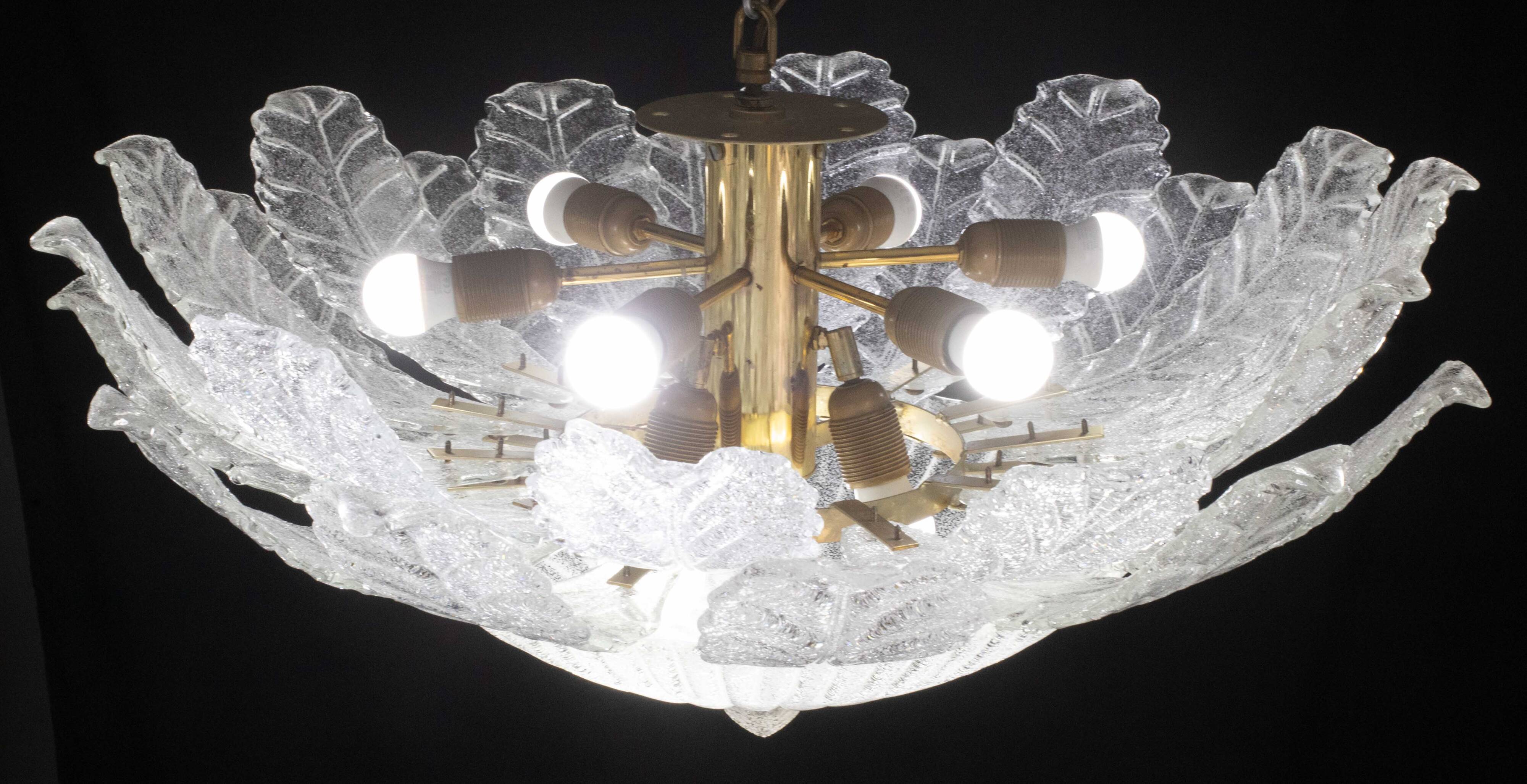 Verona, Large Size Murano Clear trasparent Vintage Glass Ceiling Light, 197