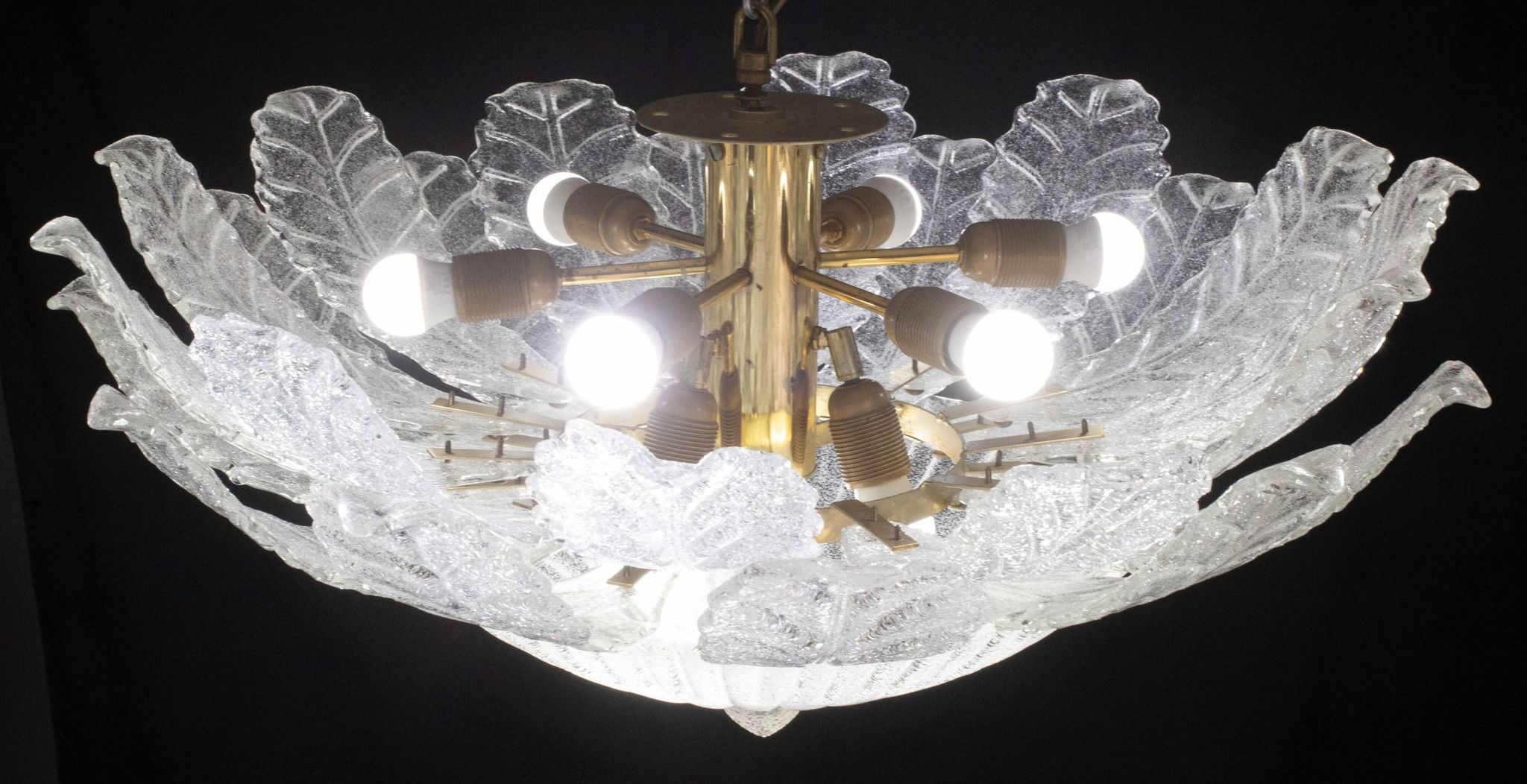 Verona, Large Size Murano Clear trasparent Vintage Glass Ceiling Light, 197