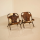 Pair of bamboo and leather armchairs by Rohe Noordwolde 60's