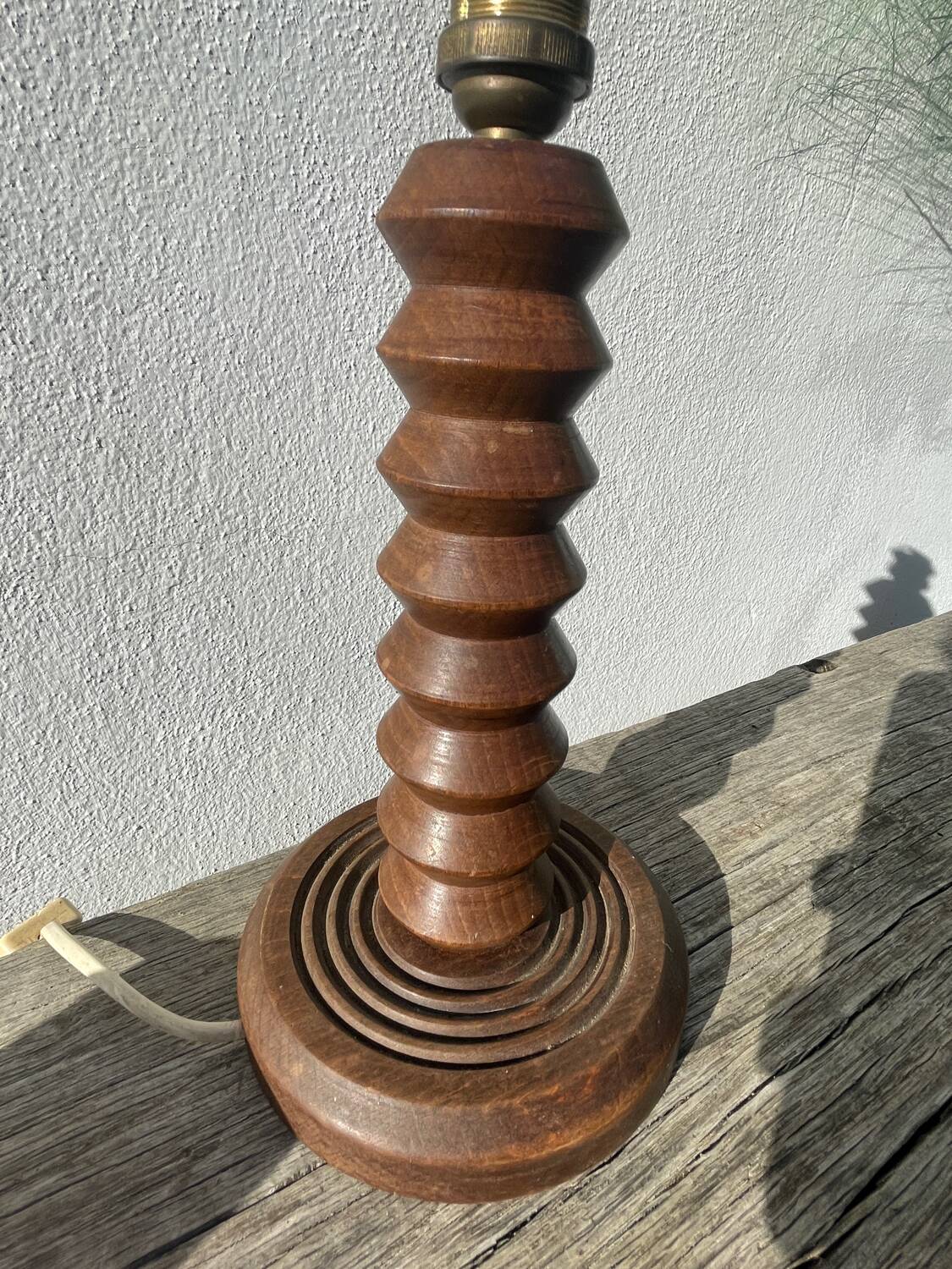 Art Deco wooden lamp base in the style of Charles Dudouyt.