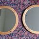 Pair of round Scandinavian pine mirrors from the 70s