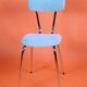 Chrome metal and sky blue velvet chair, 1970s, restored