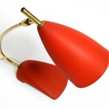 Rare Cosack Mid Century table lamp with red fine wrinkle finish and brass n