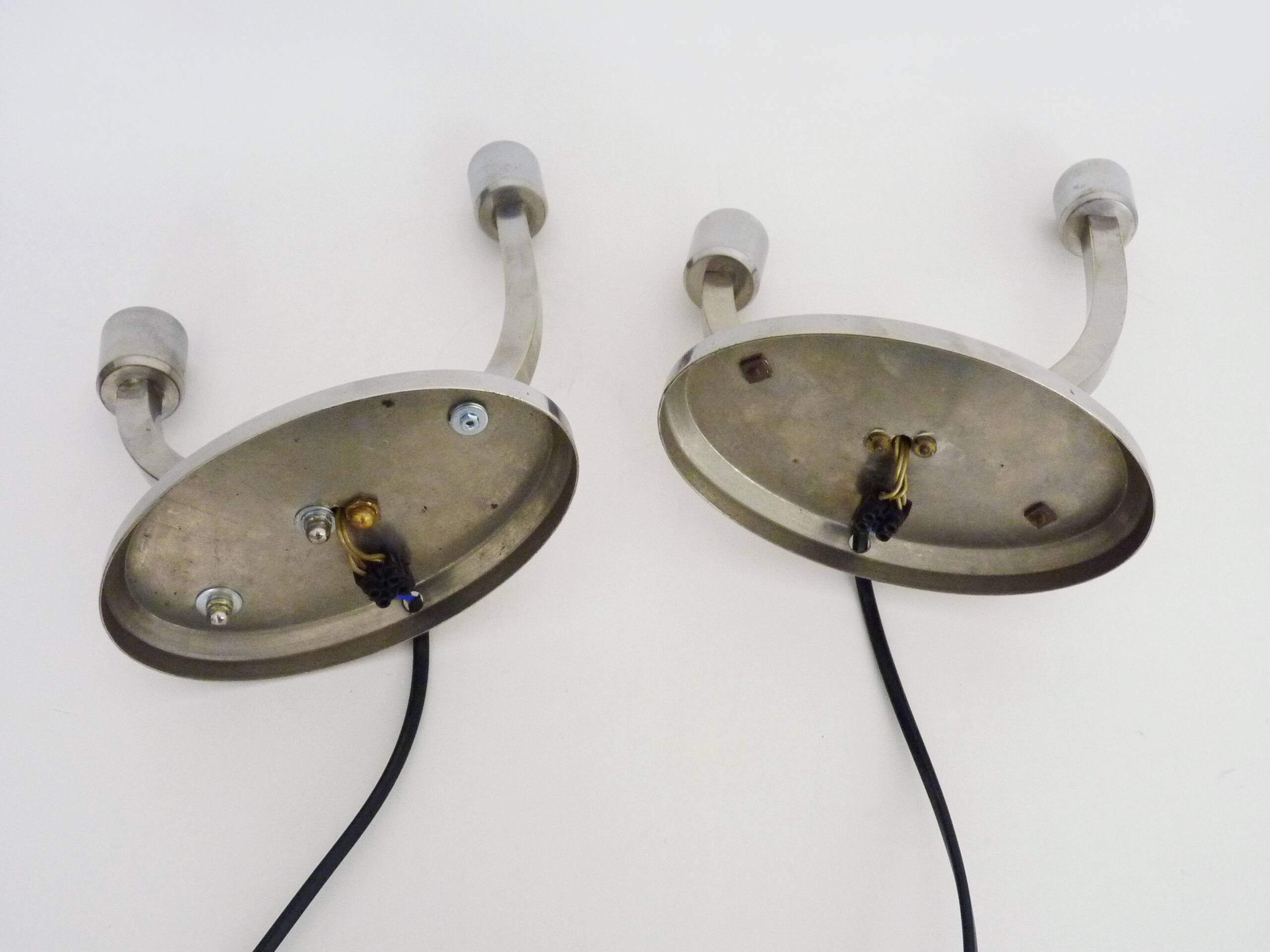 Pair of table lamps, Art Deco bedside lamp, chrome metal