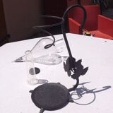 Iron and glass wine decanter