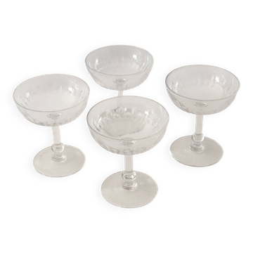 4 cut crystal champagne glasses