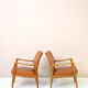 Paire de fauteuils vintage danois en teck et cuir