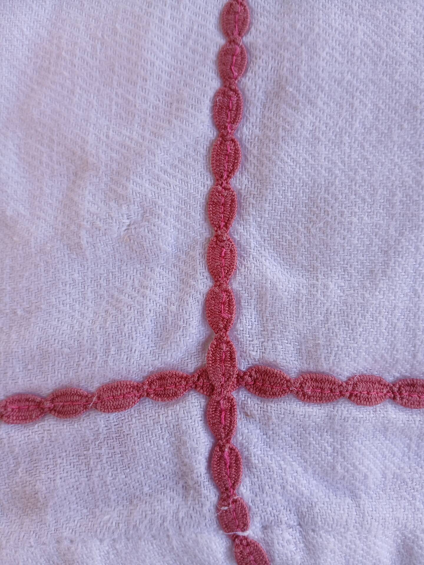 Vintage white linen tablecloth