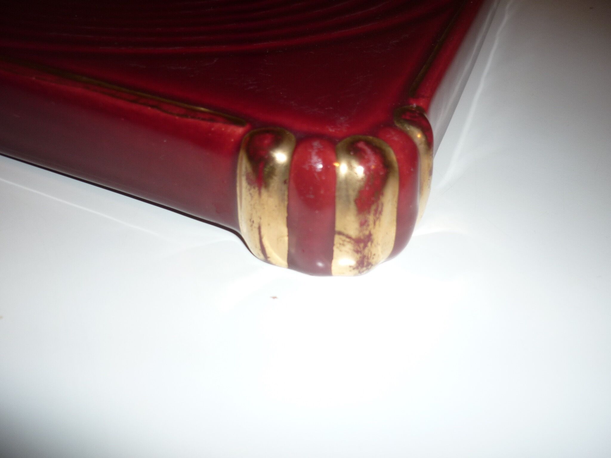 Vallauris ceramic red and gold trivet 1950