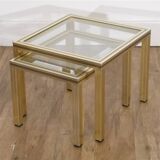 Tables gigognes en laiton et verre 1970