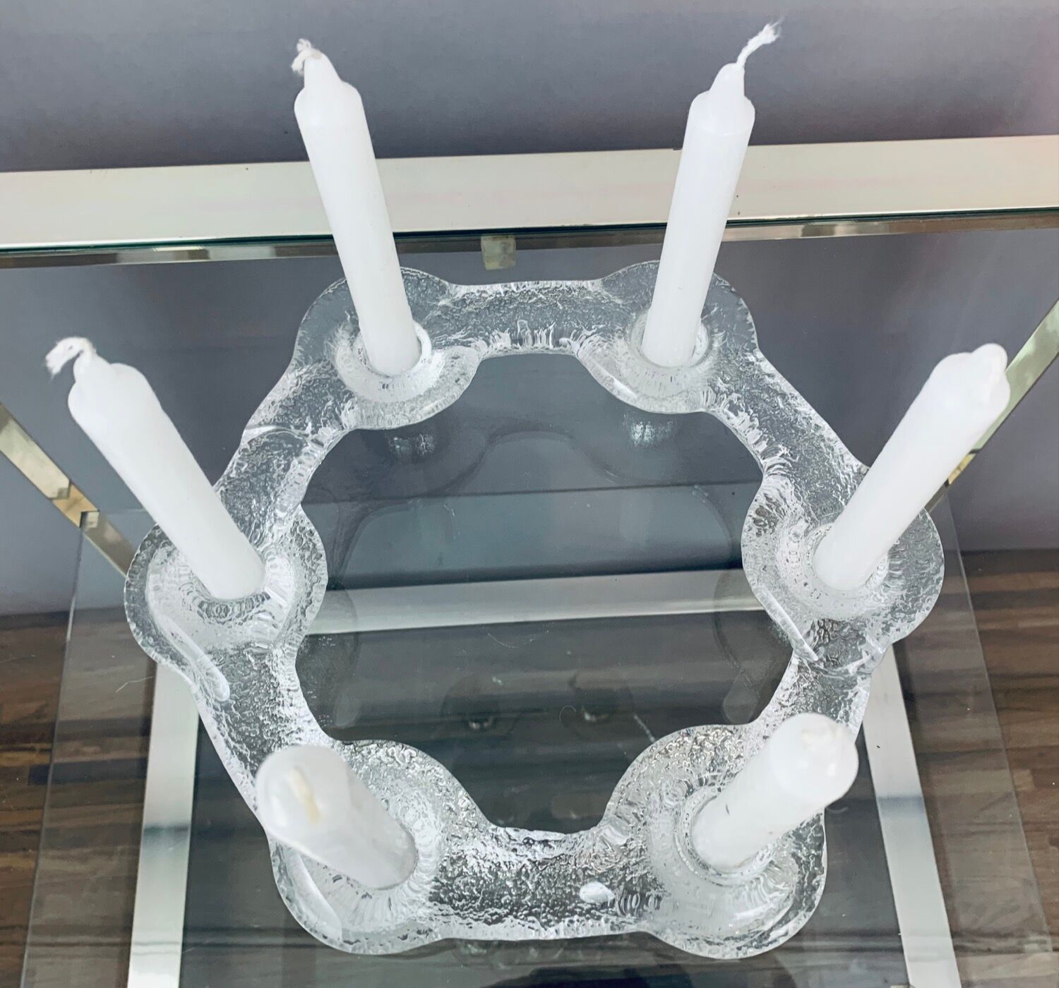 1970s Swedish Pukeberg Glass Candle Holder