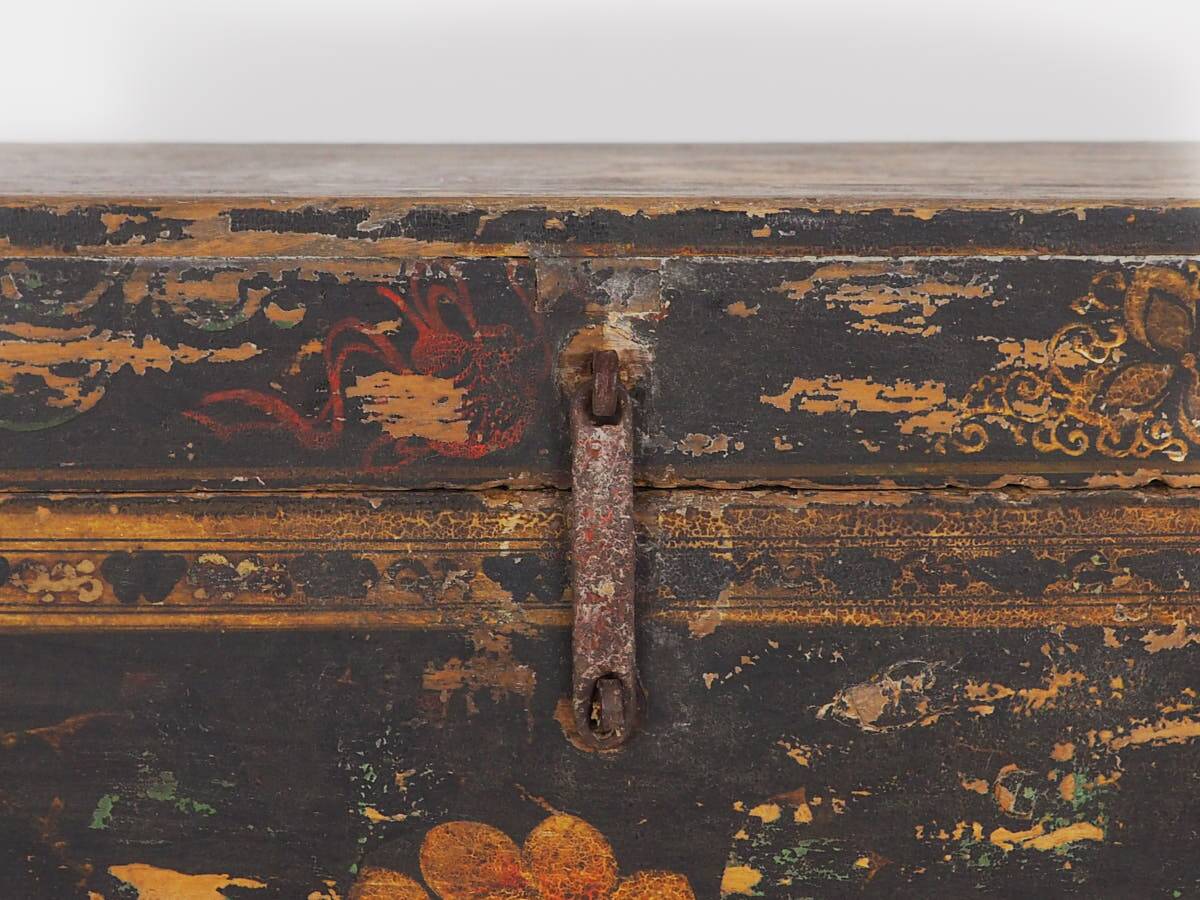 Coffre chinois en bois avec illustrations florales (Chine, vers 1900) #3