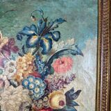 Tableau Huile Sur Toile Nature Morte Florale, Londres, XIXe Siècle