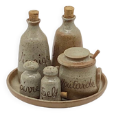 Plateau / serviteur à condiments, en grès, céramique, par Guy Morot, Barges