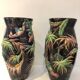 Paire de vases "Aux Hérons" Barbotine Longchamp, début 20ème