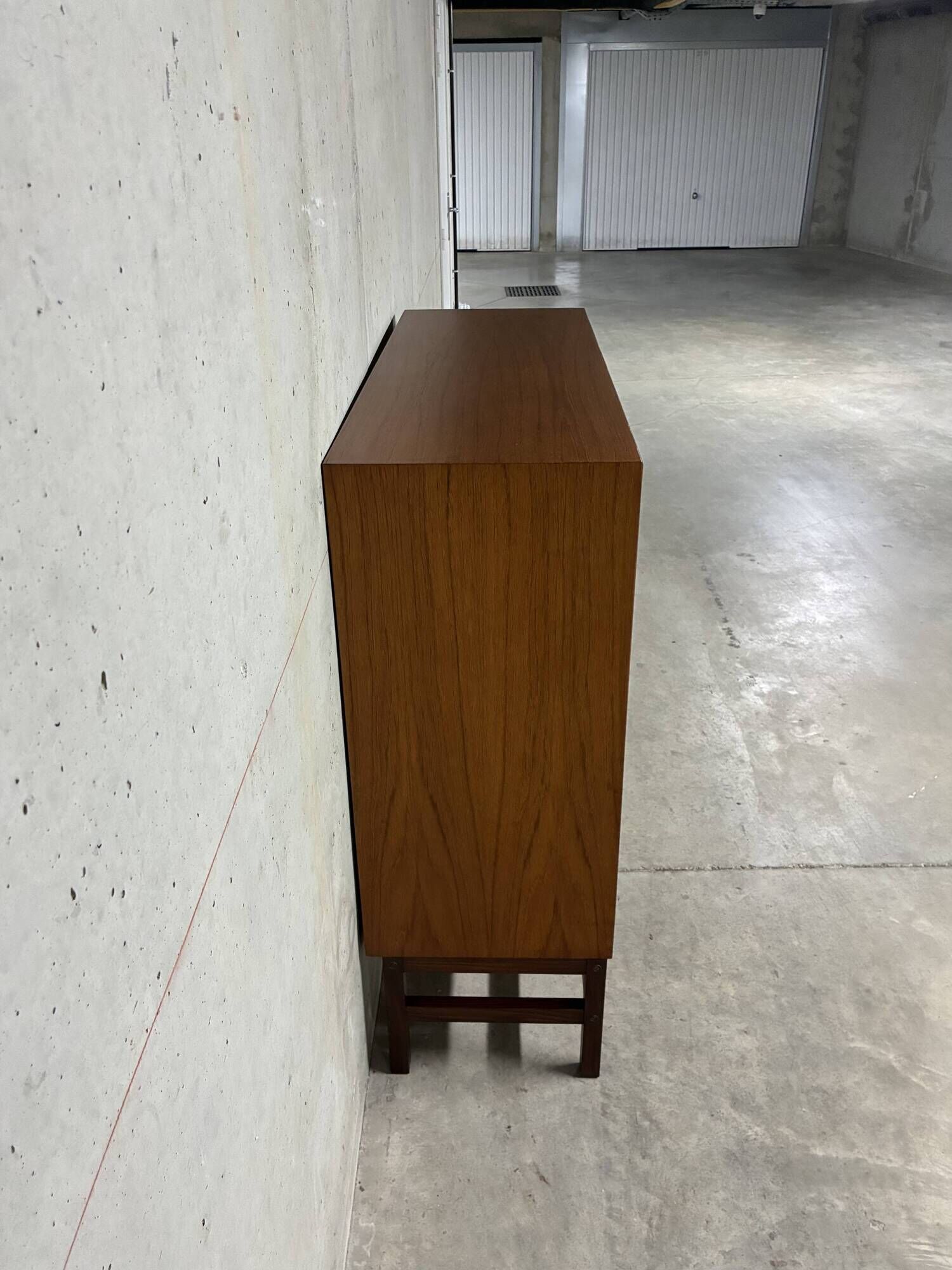 High buffet multifunctional furniture Scandinavian vintage teak from the 1960s.