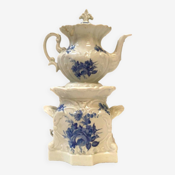 Polychrome porcelain tea pot with 20th century floral decoration